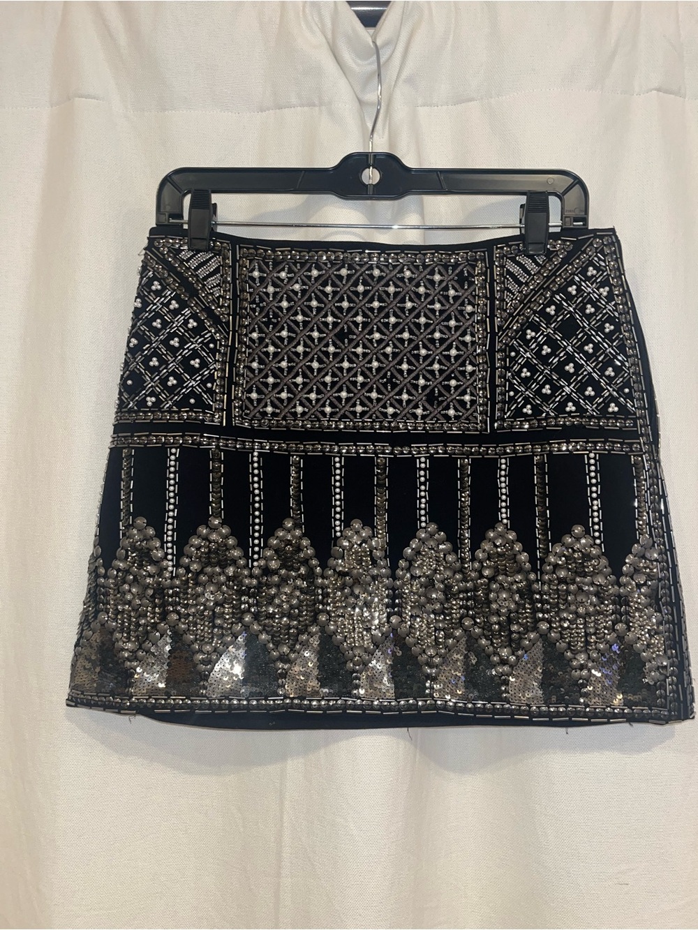 Club Monaco Black Mini Skirt with Silver Beading